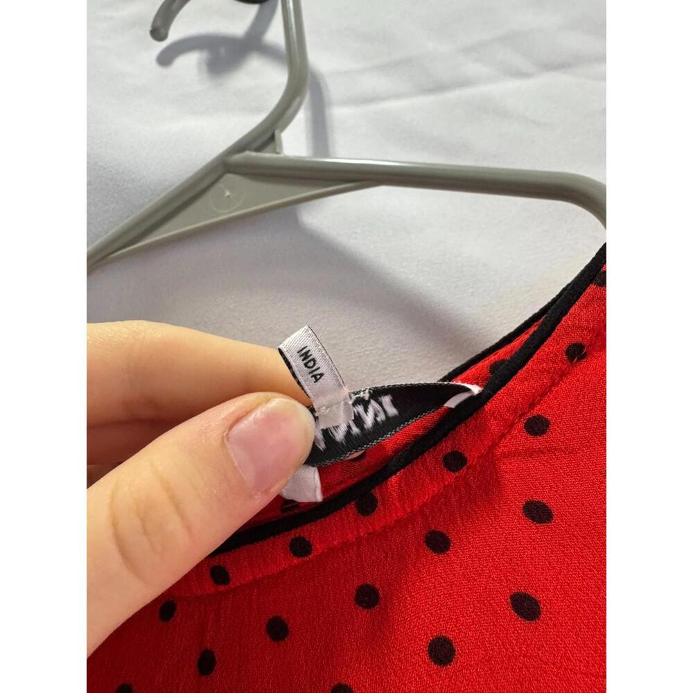 GANNI Red Satin Black Trim Top – Size 38 (Sheer/Thin Patch in Fabric) - Picture 6 of 9